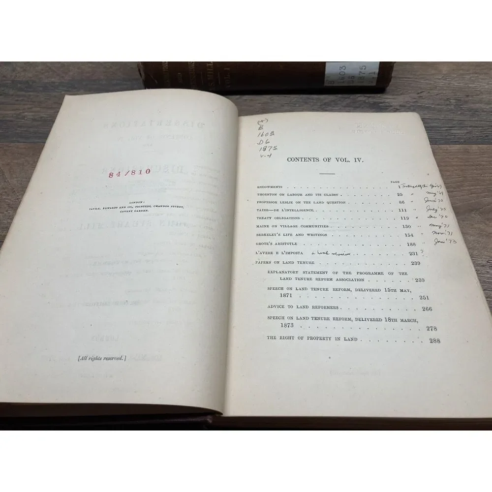 Dissertations and Discussions‎ J.S. Mill Historical 4 Vol Set RARE